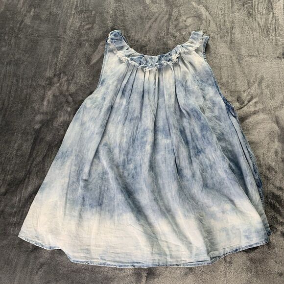 AG Adriano Chambray Top Women Small Blue Cotton Soft Light Flare Ruffle Festival - Picture 8 of 13